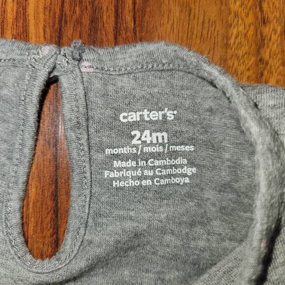 5 For $25 Carter's Grey With Pink Polkadots Onesie With Skirt Baby Size 24 M - Picture 2 of 4